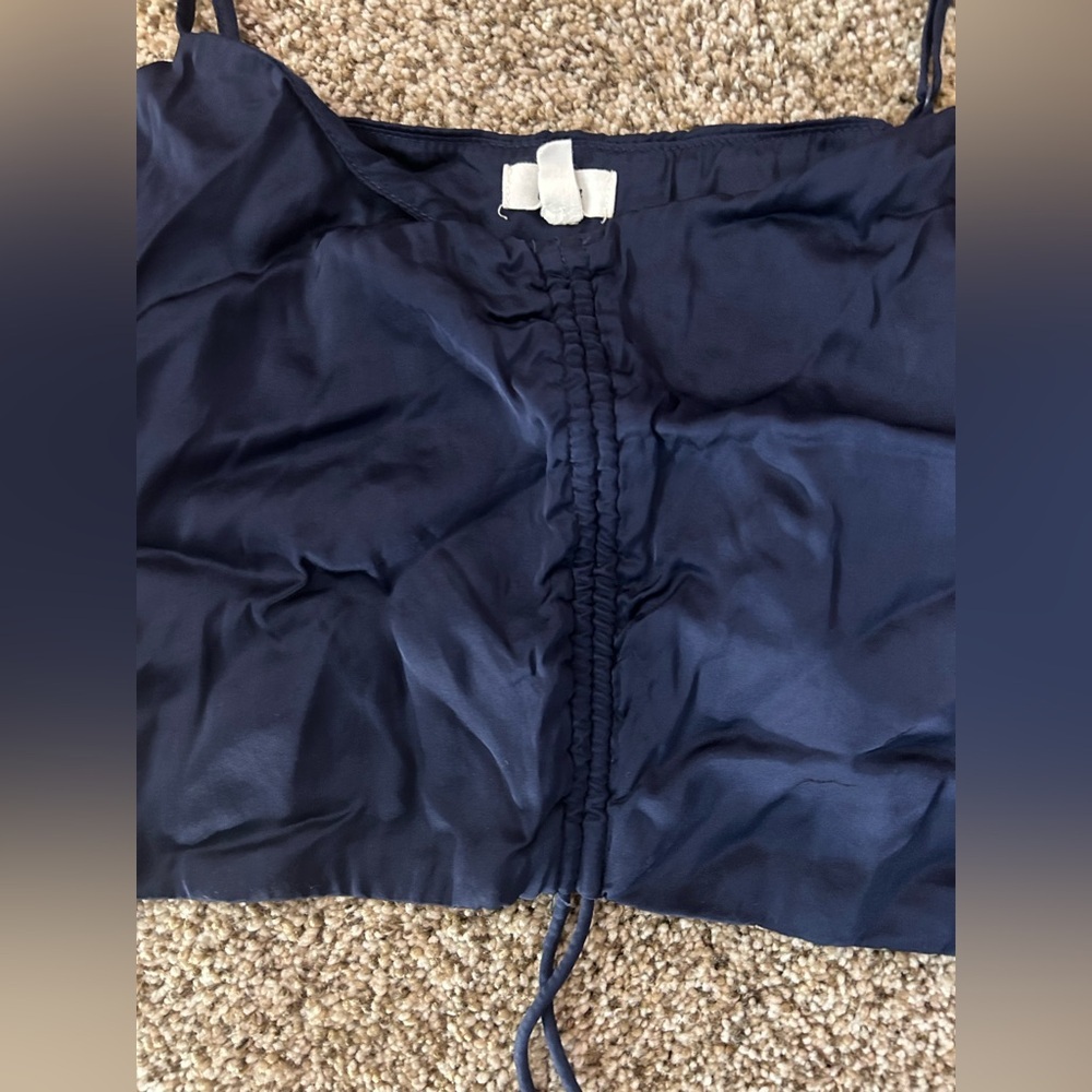 Aerie Satin Cropped Ruched Cami Medium​ - Picture 2 of 3